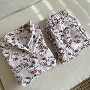 Hello Kitty Organic Flannel Pink Pajama Set Pottery Barn Teen